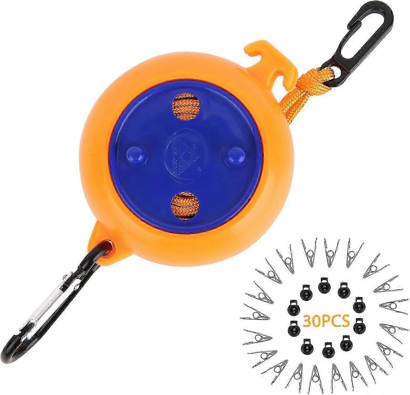 Retractable Clothesline, 8M Portable Expandable Clothesline, Outdoor Camping Wire Clothesline with 10 Fixing Rings and 20 Clothespins