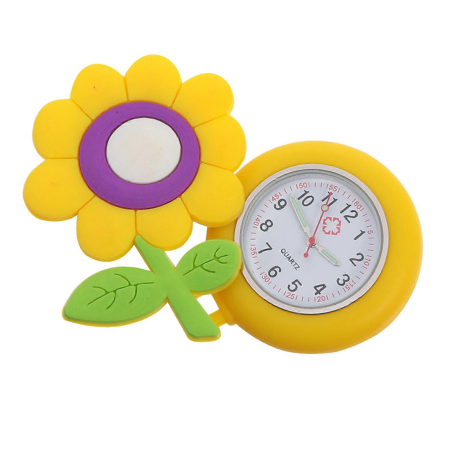 Lovely Yellow Nurse Watch with Luminous Feature and Lovely Pattern for Hospital Use Quartz Portable Pocket Watch
