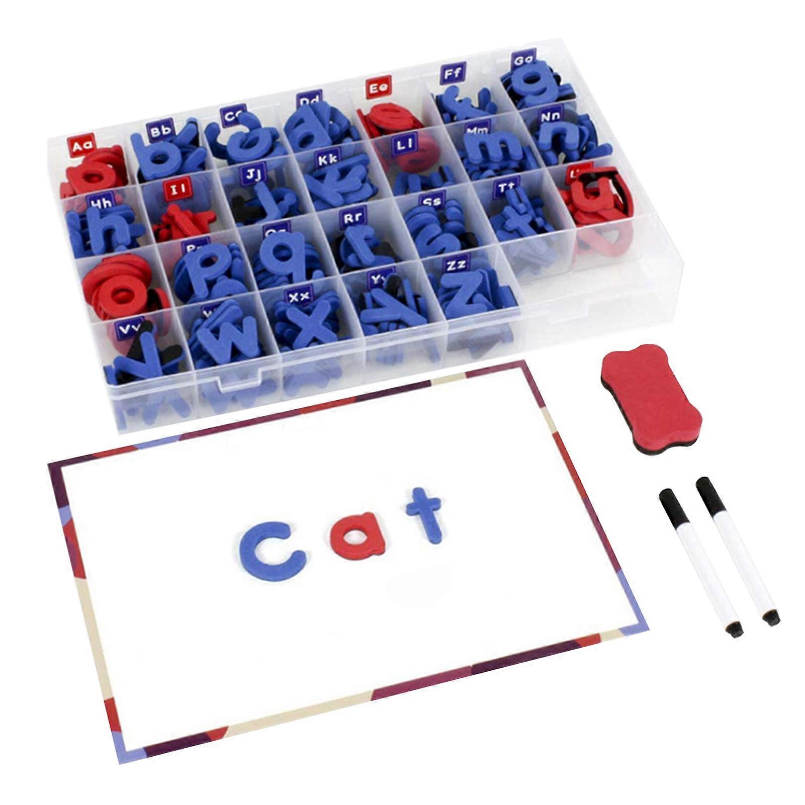 English Alphabet Magnetic Letters Set Learning Toys Educational Tools Double-Sided Magnetic Board 238 Pieces Includes Uppercase Lowercase Whiteboard M