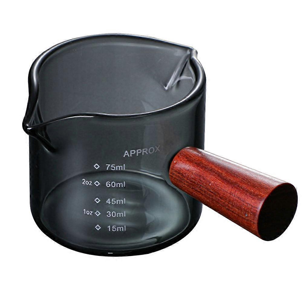 Clear Glass Pitcher Milk Container Coffee Making Wooden Handle 1Pack