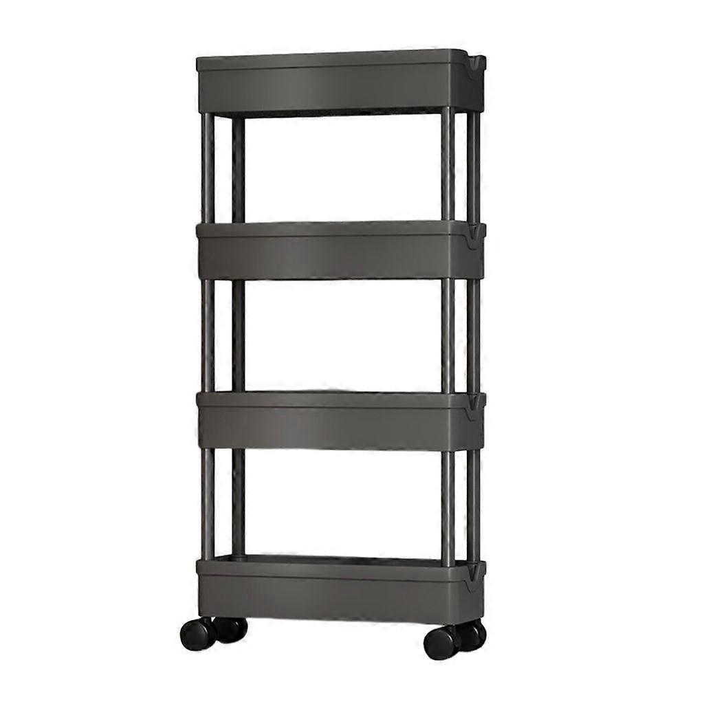 Storage Rack with 360 Degree Wheels Multi-Function with 4-Layer Roller Cart Space Saving Removable Multi-Layer Rack Black