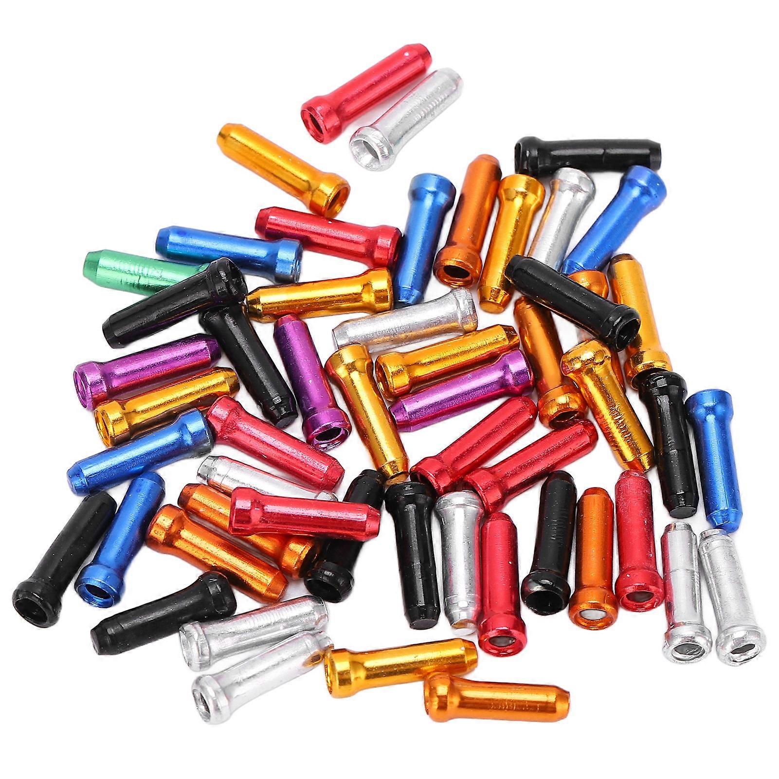 BOLANY 50Pcs Mountain Bike Brake Cable Caps Aluminum Alloy Bicycle Cable End Crimps