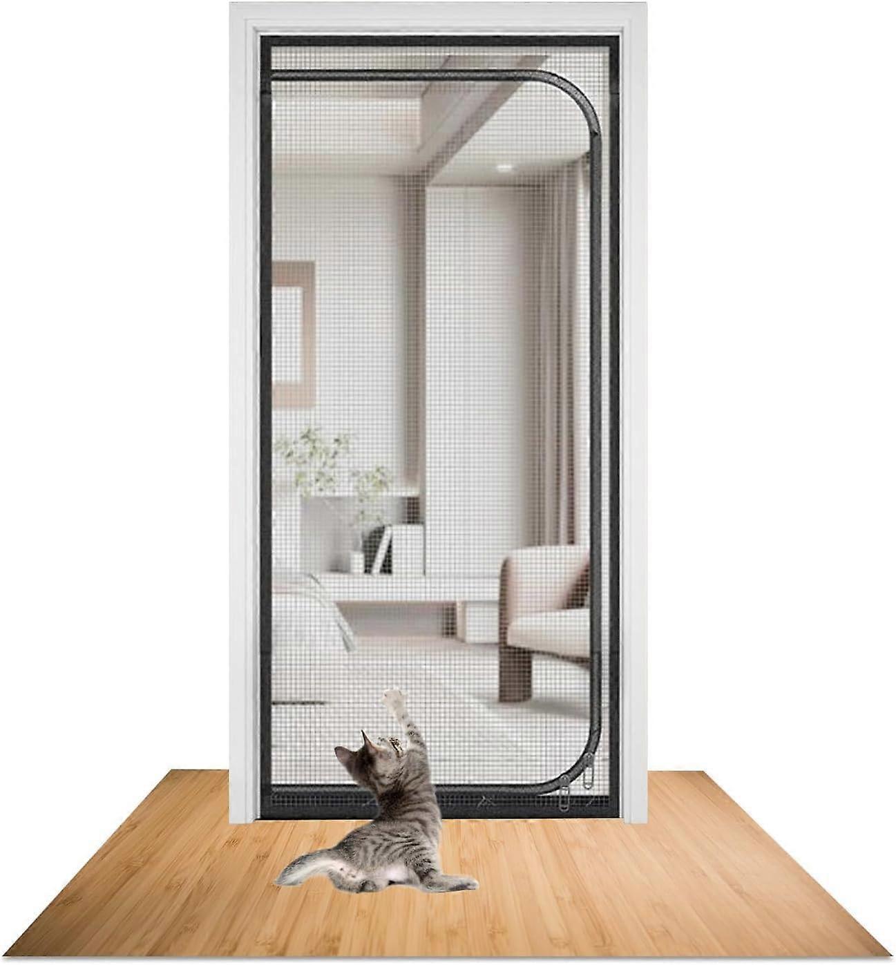 Cat Grid for Door, Cat Gate Balcony, Pets Screen, Thickened Dog Cat Grid (Black, 80x200cm)