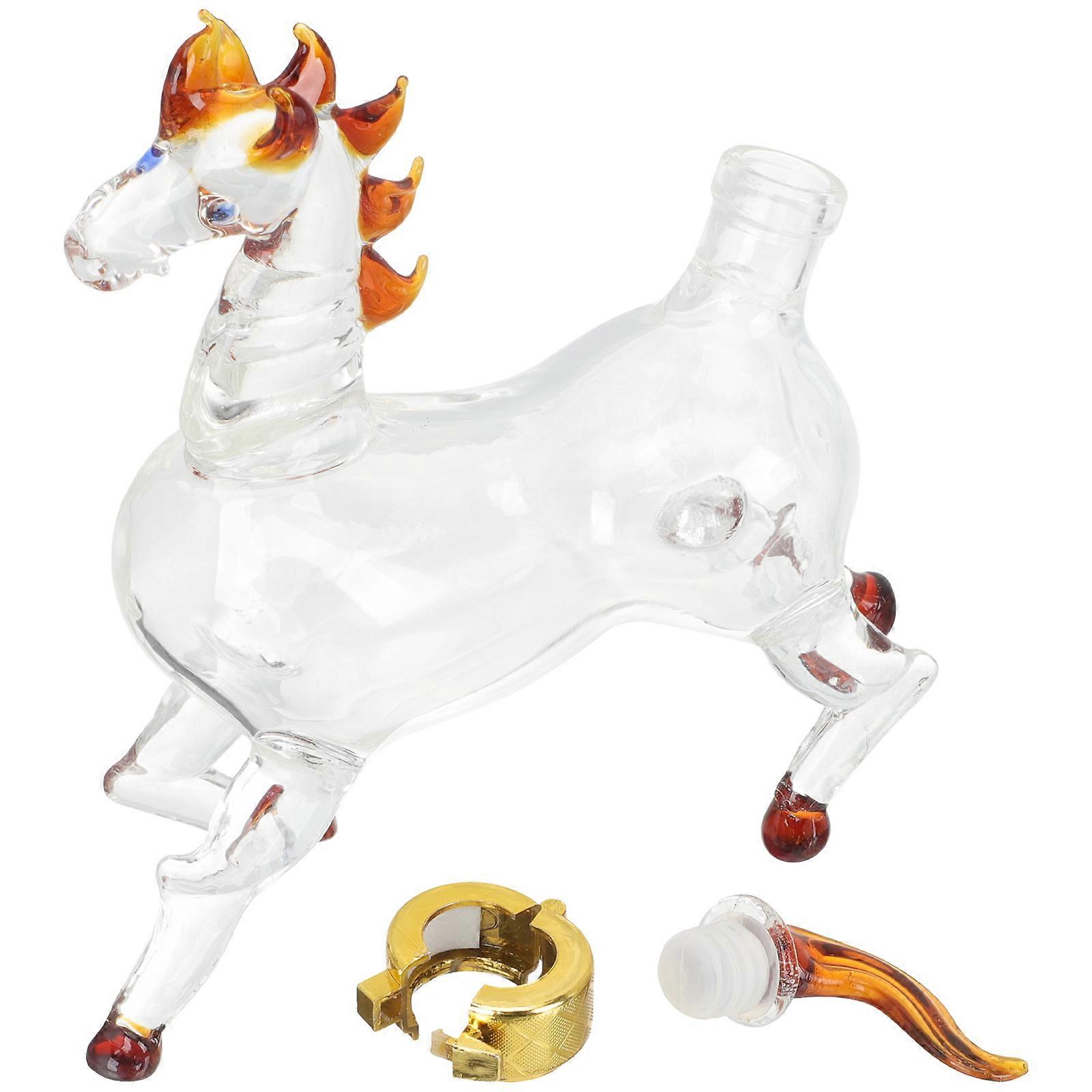 Beer Bottles for Home Decorative Horse Shaped Borosilicate Glass Non-Slip Base Outdoor Use 1Set