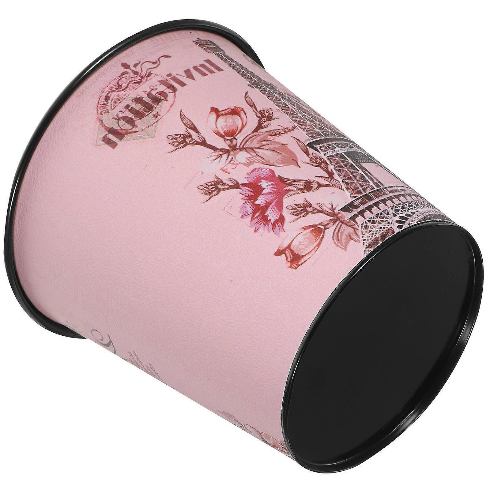 Trash Can Retro Pattern Practical Garbage Storage Square Iron Home Living Room 1Set