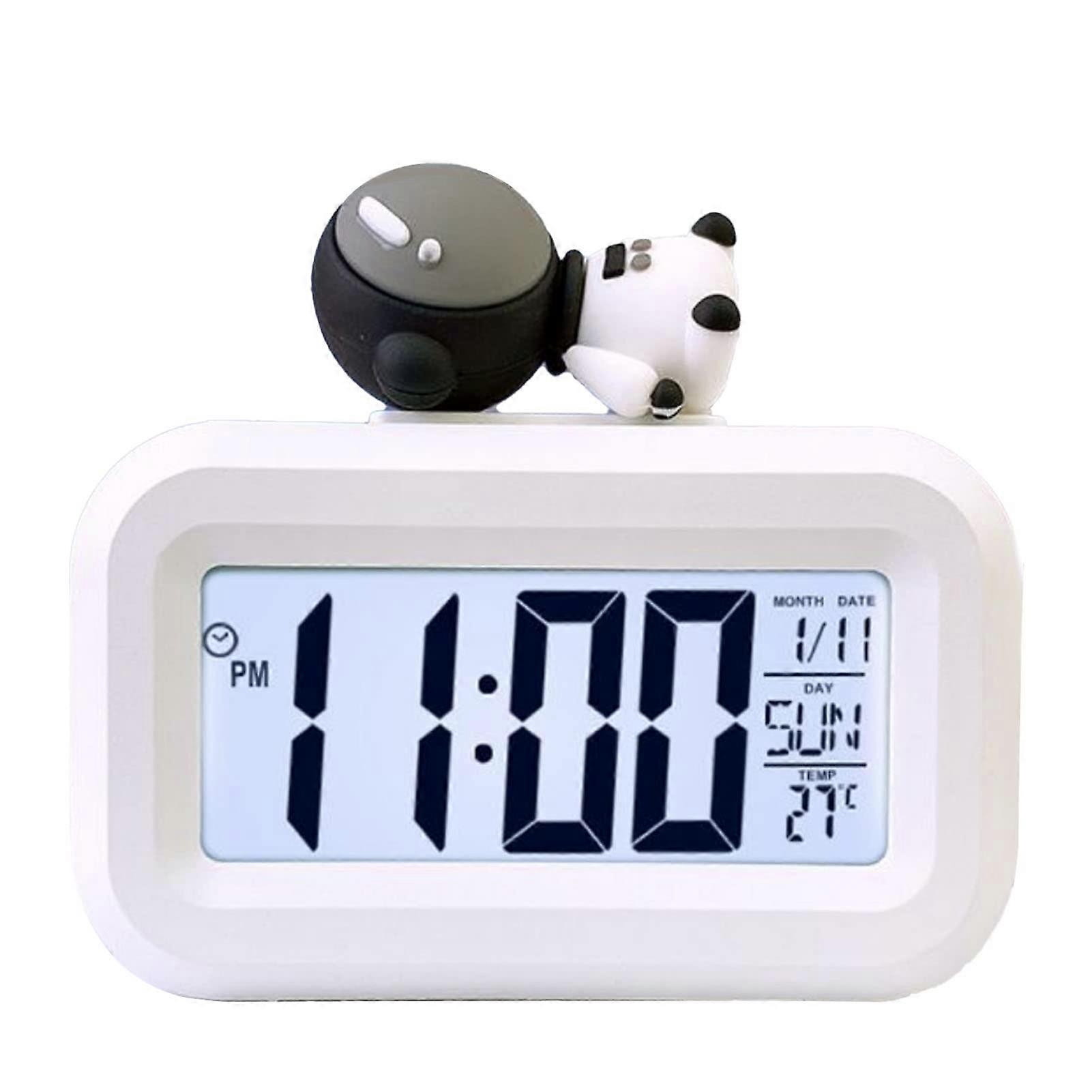 Electronic Clock with LED Screen, Cute Cartoon Spaceman Design, Plastic Alarm Clock, Time Calendar and Temperature Display