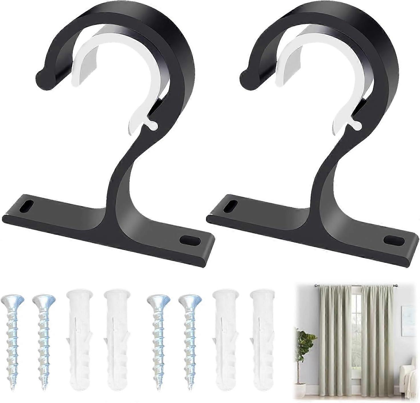 Heavy Duty Aluminum Alloy Curtain Rod Brackets, Fixed Holders