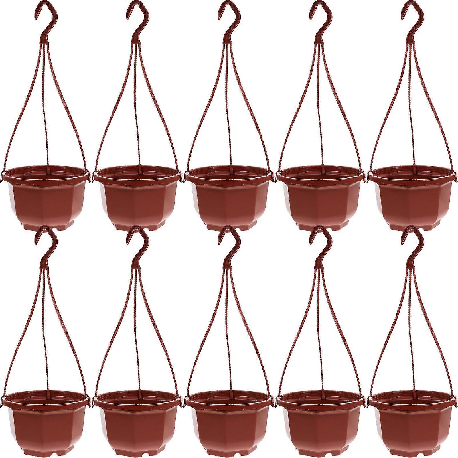 Plastic Hanging Planters with Hooks, Octagonal Design, Breathable Root Control, Indoor Outdoor Garden Balcony Pots for Succulents and Greenery, 10