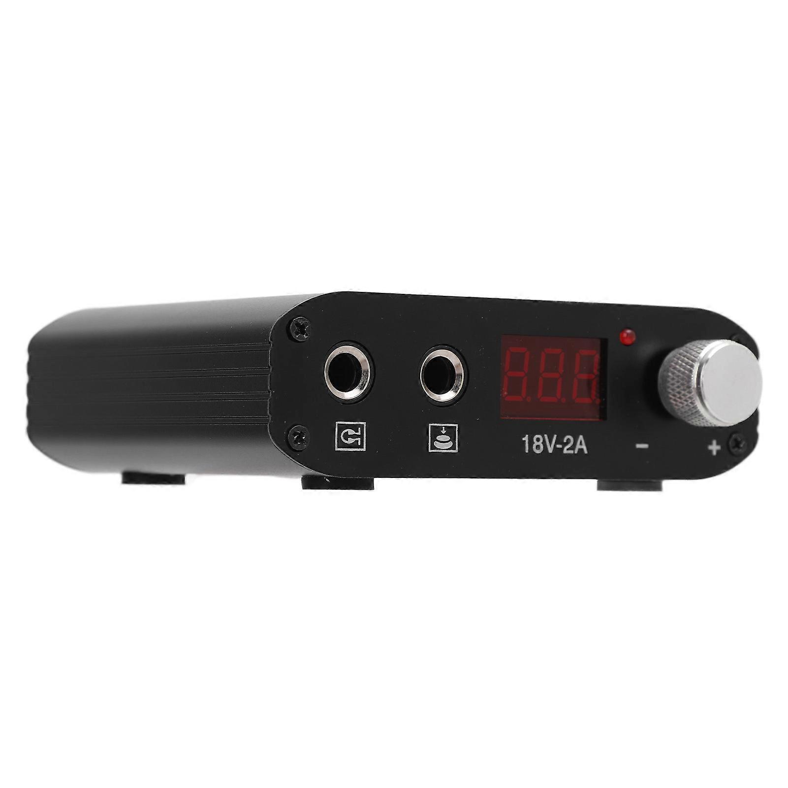 Mini LCD Tattoo Power Supply Foot Pedal Professional Digital Tattoo Power Supply Black 90‑265V EU Plug
