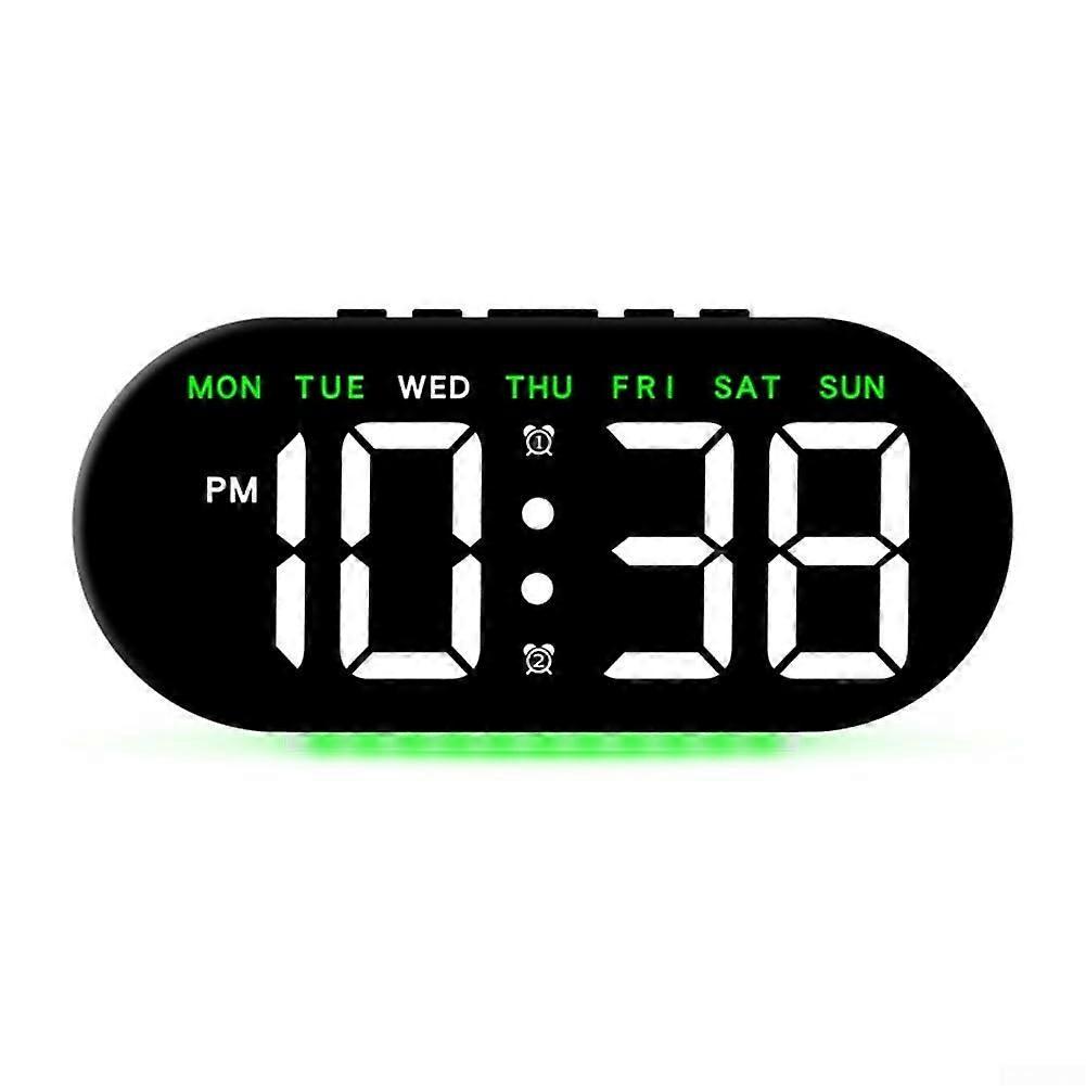 Stylish LED Digital Alarm Clock with Ambient Lighting, USB Charging Port, Green Color, Modern Design