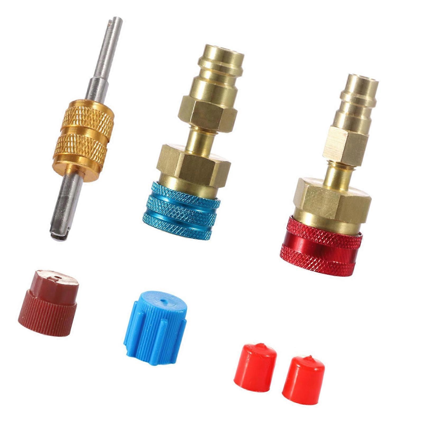 R1234YF Fitting Connector for Car Conditioner AC Charging R1234YF Quick Couplers Kit R1234YF to R134A Conversion Kit Multicolor