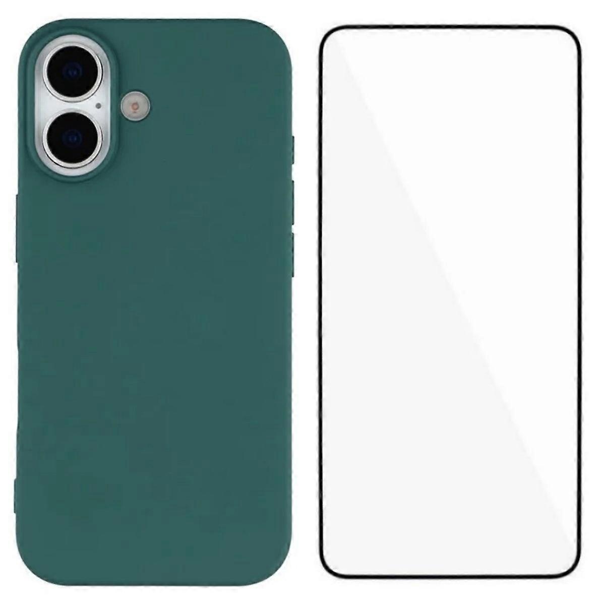 For iPhone 17 Phone Case WANLONFENG RB2 Series TPU Back Cover with Tempered Glass - Army Green