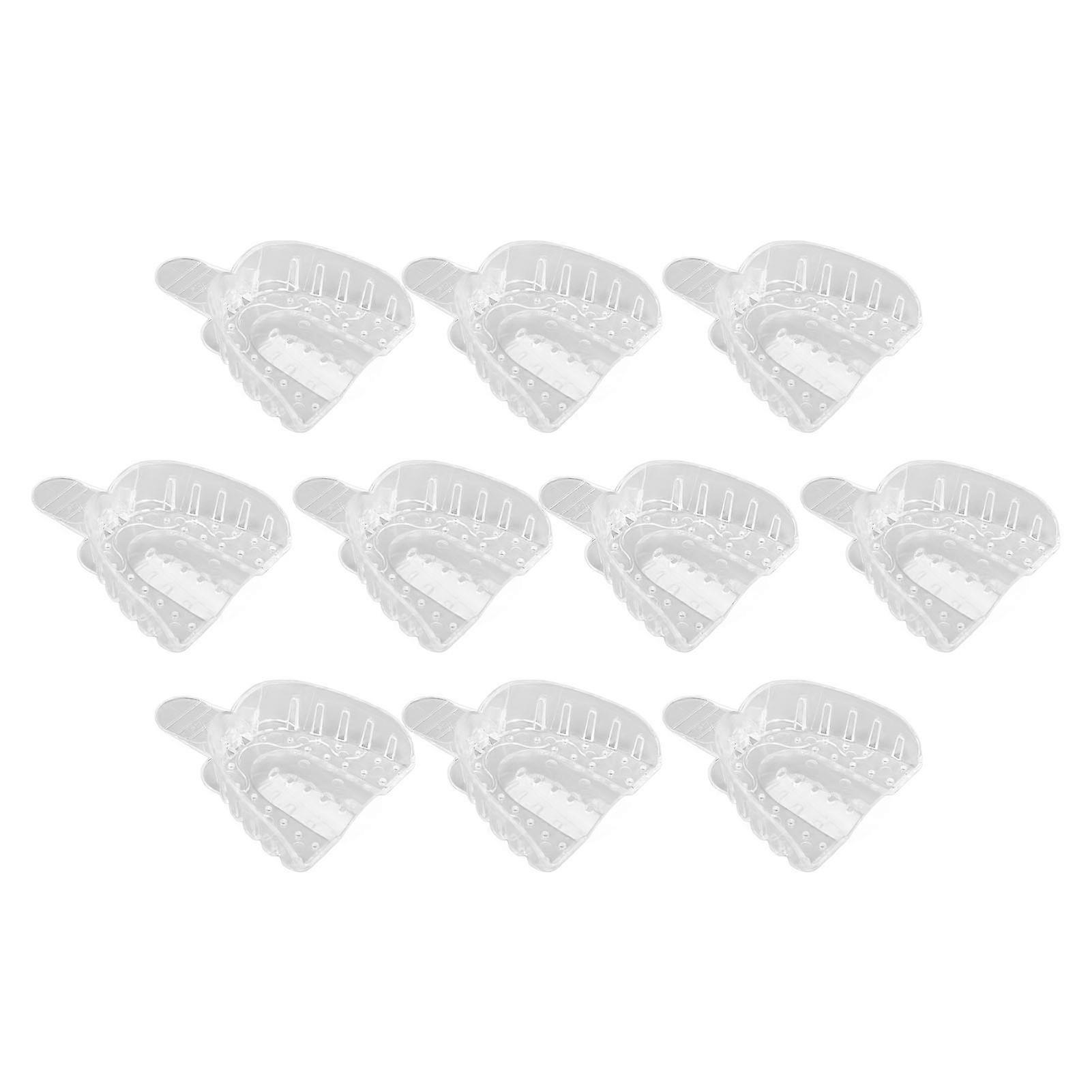 10pcs 치과 인상 트레이 치과 병원 윗니를 위한 전문 투명 천공 인상 트레이