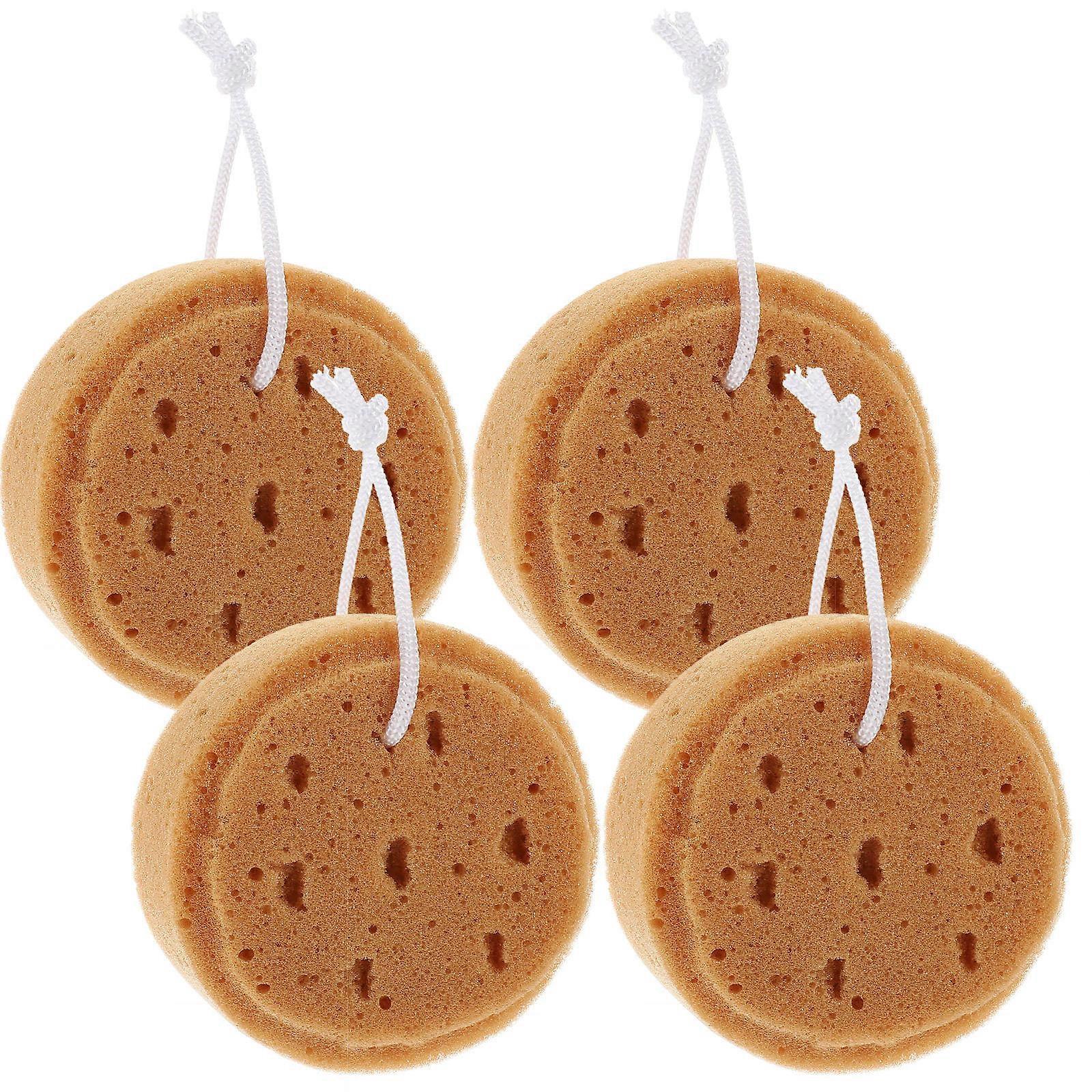 4pcs Round Bath Sponge Loofah Exfoliating Body Scrubber Shower Wash Sponge