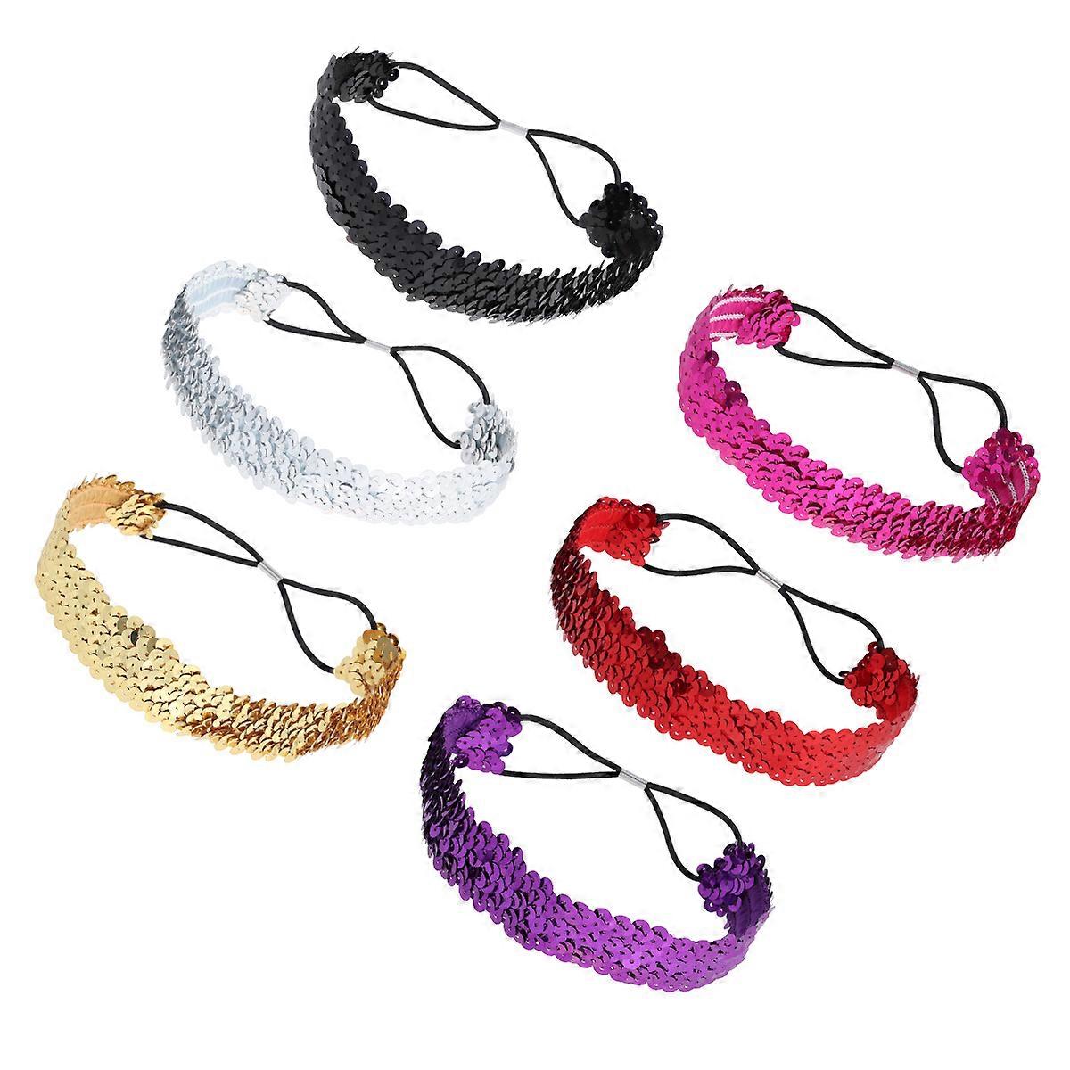 Mermaid Accessories Shiny Round Headbands Elegant Style with Elastic Cord for Proms Parties Special Occasions 6Pcs