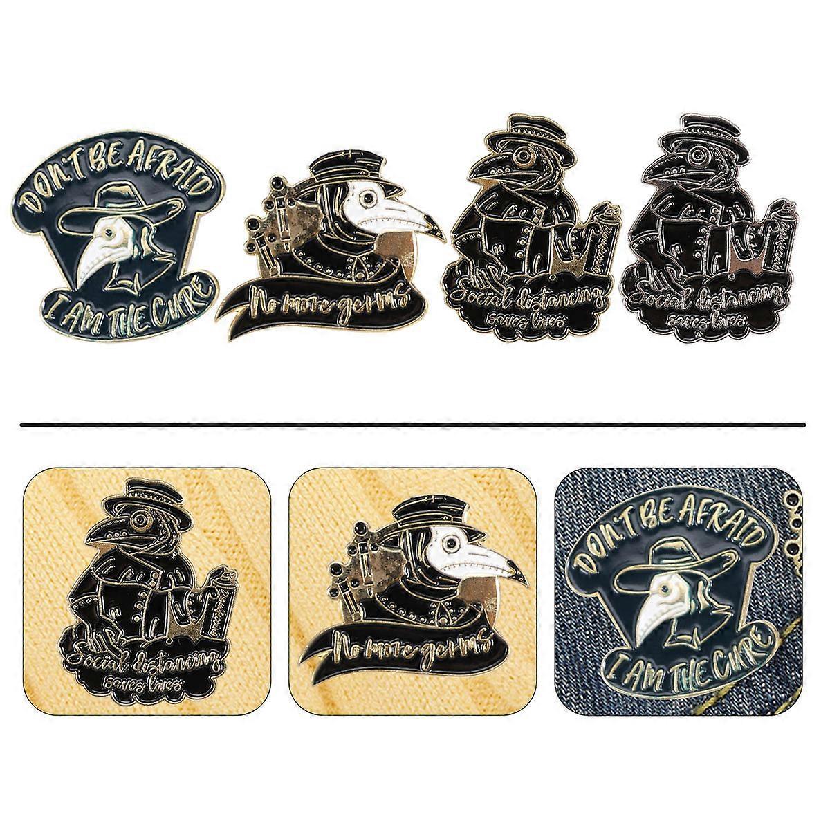 مضحك دبوس الغراب ديكور علامة معدنية بروش مجموعة حزب زي التبعي أنيقة وأزياء ملابس يومية أسود 2 5X2 8 سم 4 قطع