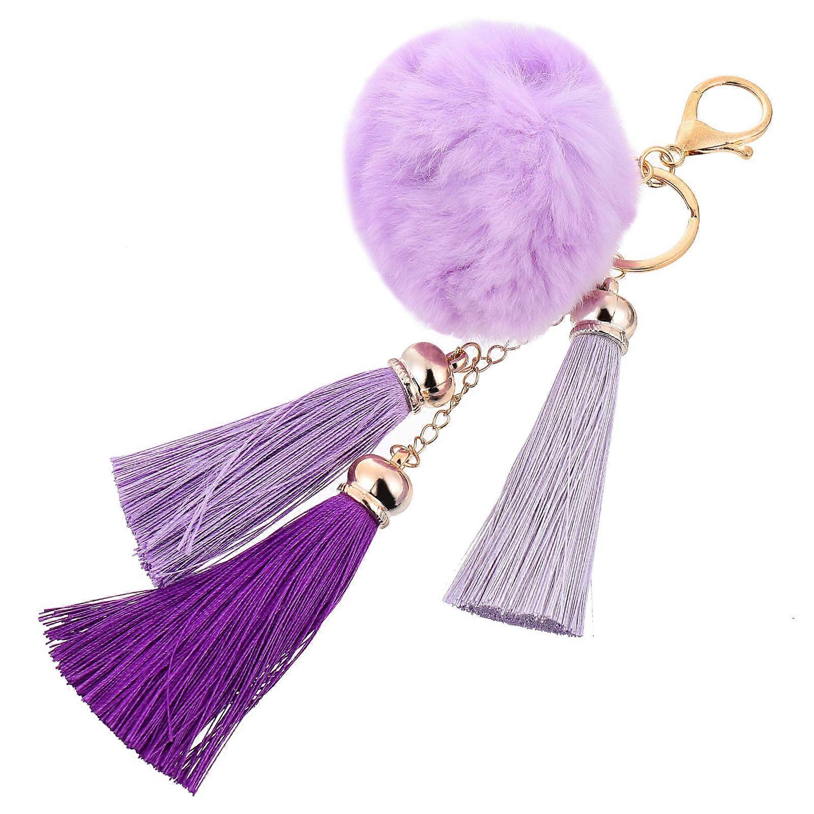 1 Pendant Portable Keychain Plush Key Storage Accessory Purple