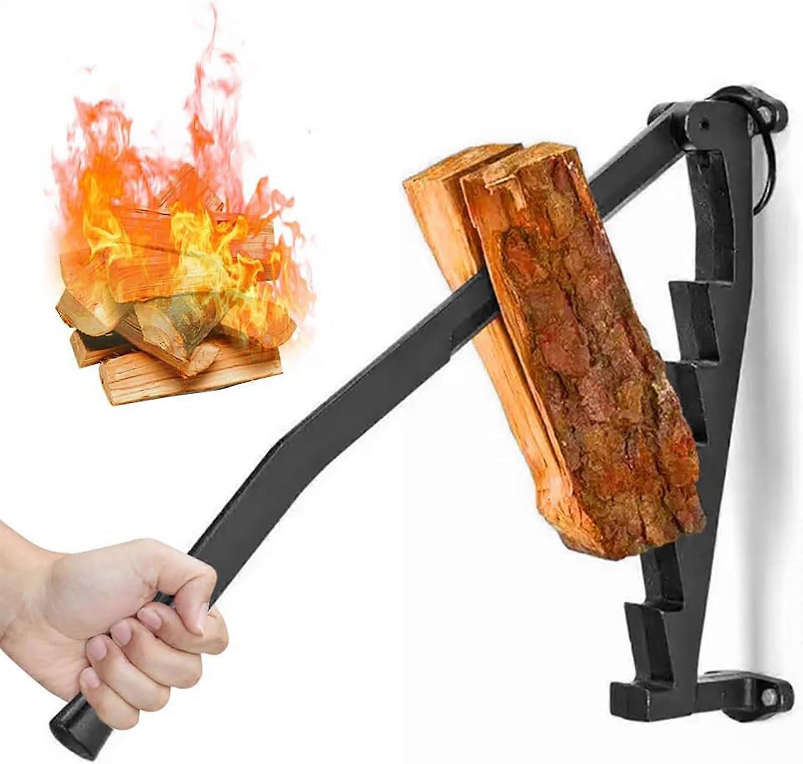 Manual Steel Wood Splitter, Manual Log Splitter, Wood Splitter, Heating, 180° Adjustable, for Home, Camping, Garden, Indoor or Outdoor Use