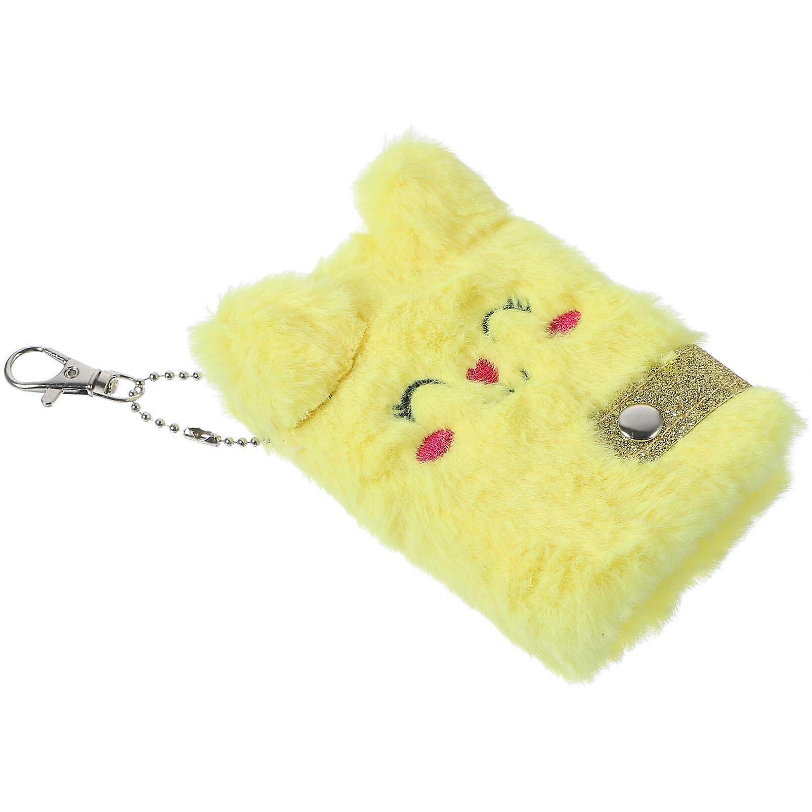 Plush Notebook Cartoon Diary Portable Mini Pocket Hanging Notebook With Keychain For Kids Birthday