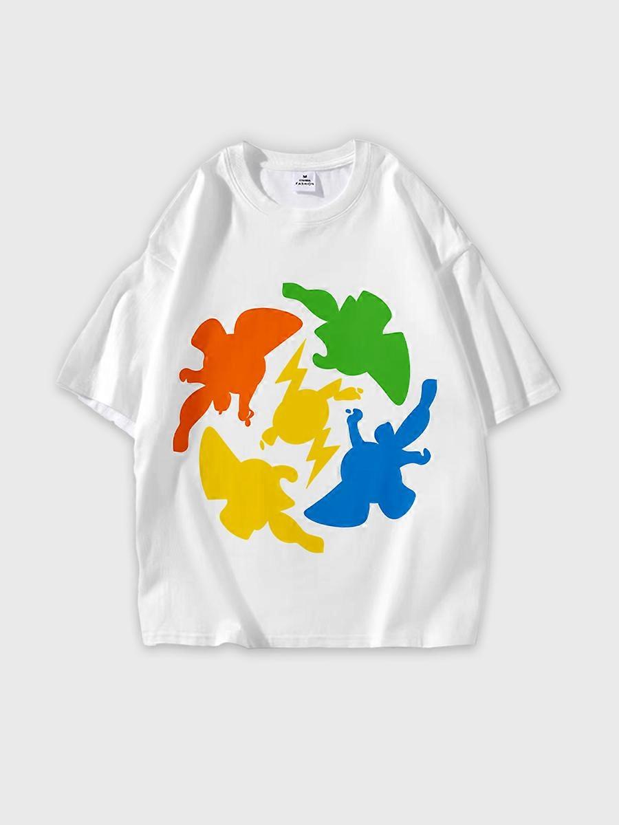 T-shirt round neck Pattern loose short sleeve N3164