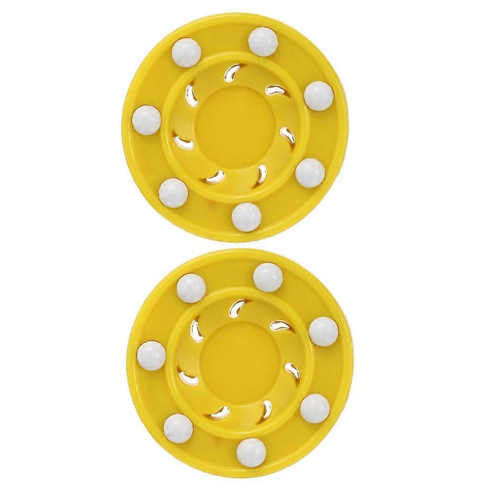 Yellow Ice Hockey Puck for Training Use with Low Friction Sliding Perfect for Teens and Adults 2Pcs
