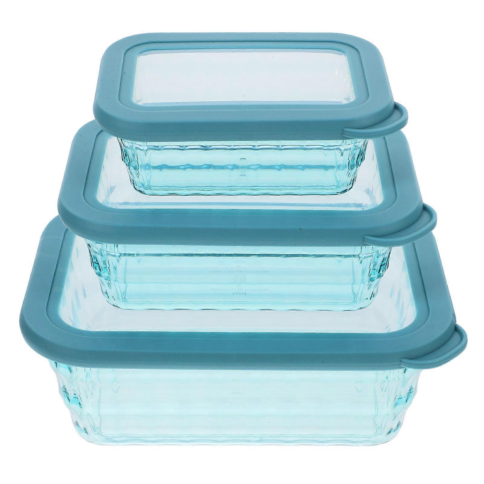 Sky Blue Food Storage Box with Lid for Fruits and Vegetables Easy to Clean Durable and PP 3pcs