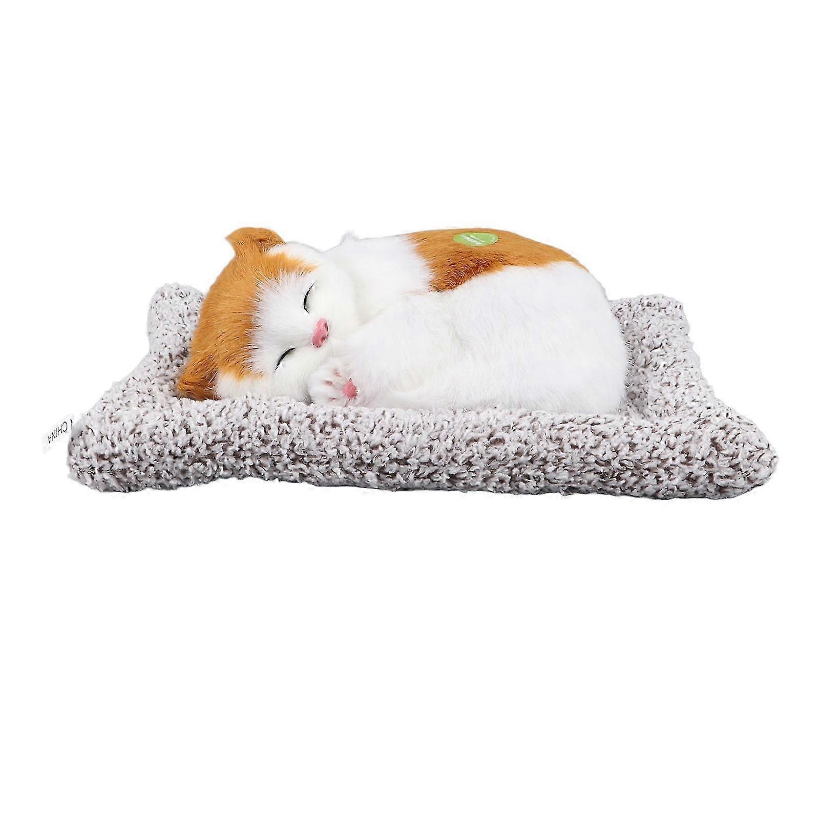 2025 Sleeping Simulated Cat Decoration Bamboo Charcoal Remove Odor Cute Sleeping Plush Cat Decoration With Sound Yellow Color Block Cat