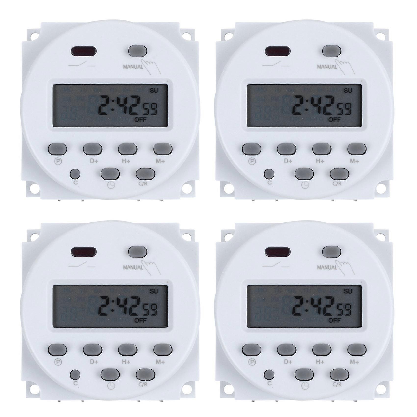 4X DC 12V Digital LCD Power Programmable Timer Time Switch Relay 16A Amps