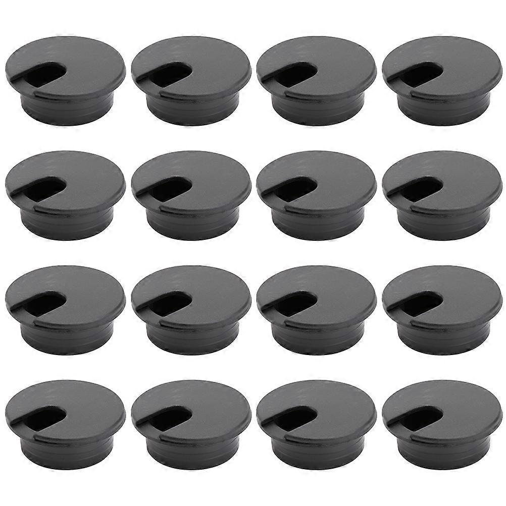 20 Pack Black Cable Grommets for Desk Wire Management – Durable, Space Saving Cord Hole Covers for Home Office Computer Desks