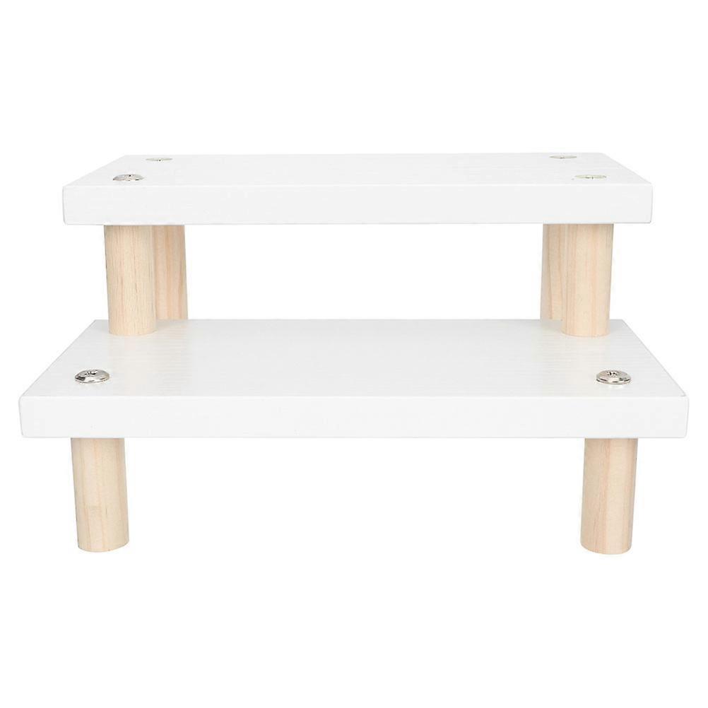 White Stair Shape Display Shelf for Storage Made of Synthetic Material and for Long Time Use