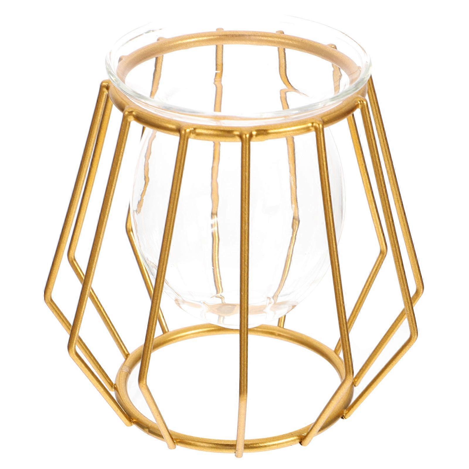 Creative Hydroponic Vase Golden Desktop Planter Vase Diamond Shape 1Pack