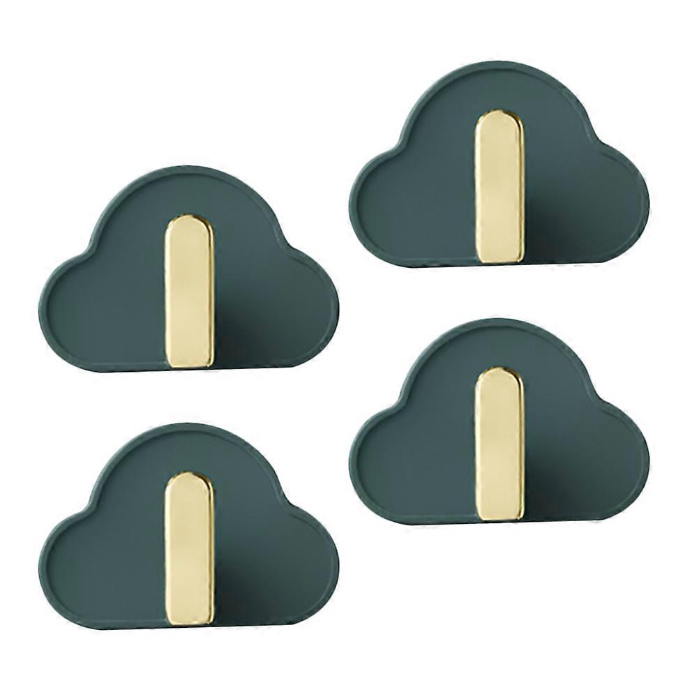 4 Pcs Cloud Shape Hooks Green Color ABS Material Wall Hooks Storage Kitchen Bathroom Use