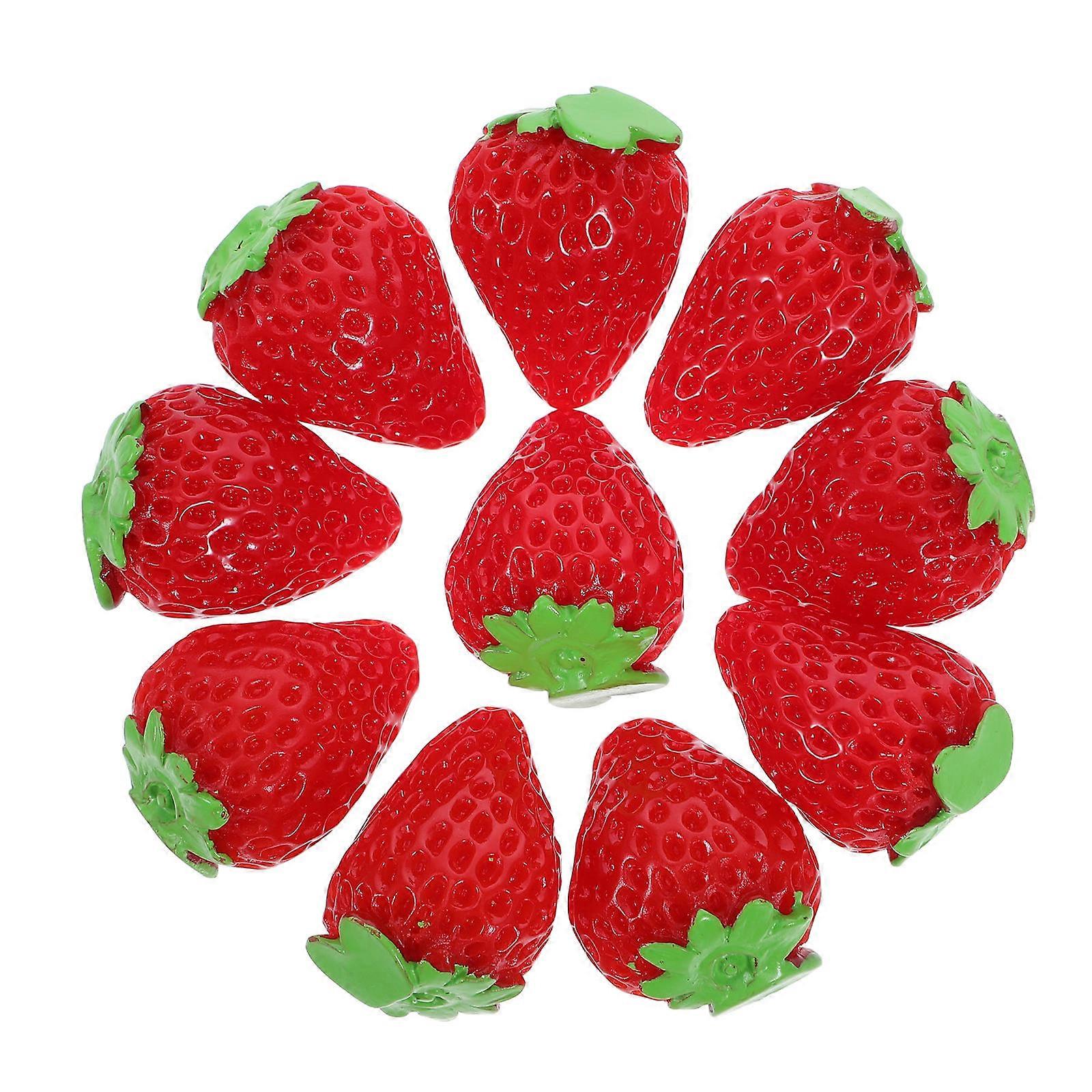 Realistic Simulation Strawberries Artificial Fruit For Craft Projects Home Kitchen Decor 10Pcs