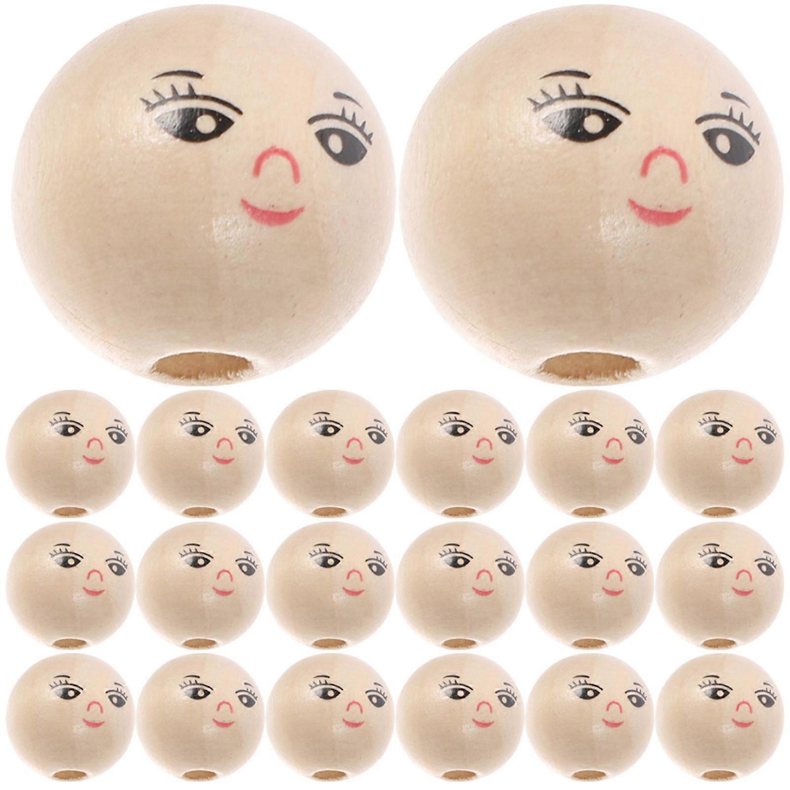 Round Wooden Smile Face Beads 50Pcs Ideal For DIY Enthusiasts Classroom Crafts And Home Decoration Light Yellow Color Round Spacer Beads With Hole