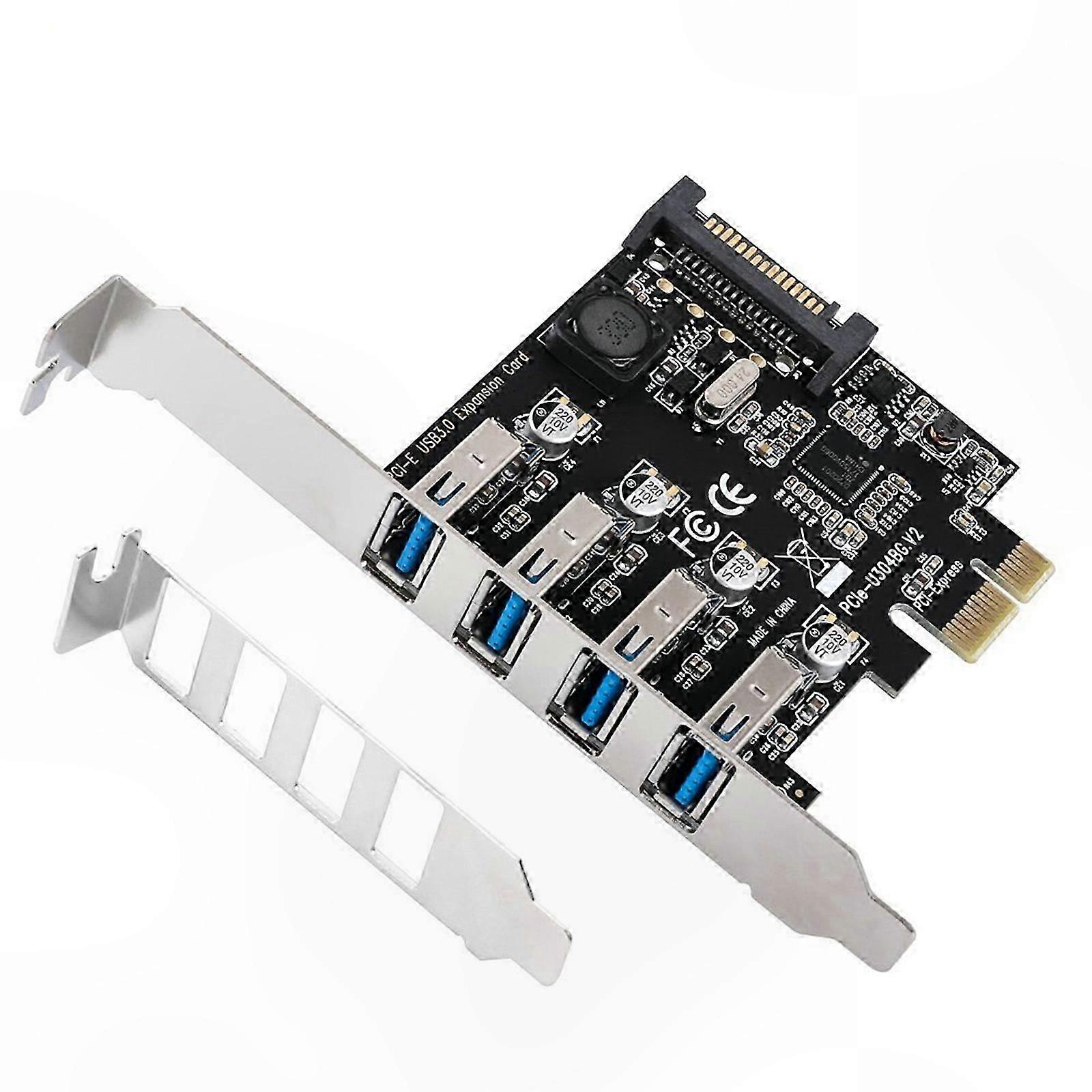 4 Ports PCI-E to USB 3.0 Expansion Card with 15-Pin SATA Power Connector - PCI for Express(PCIe) USB Card for Desktop PC