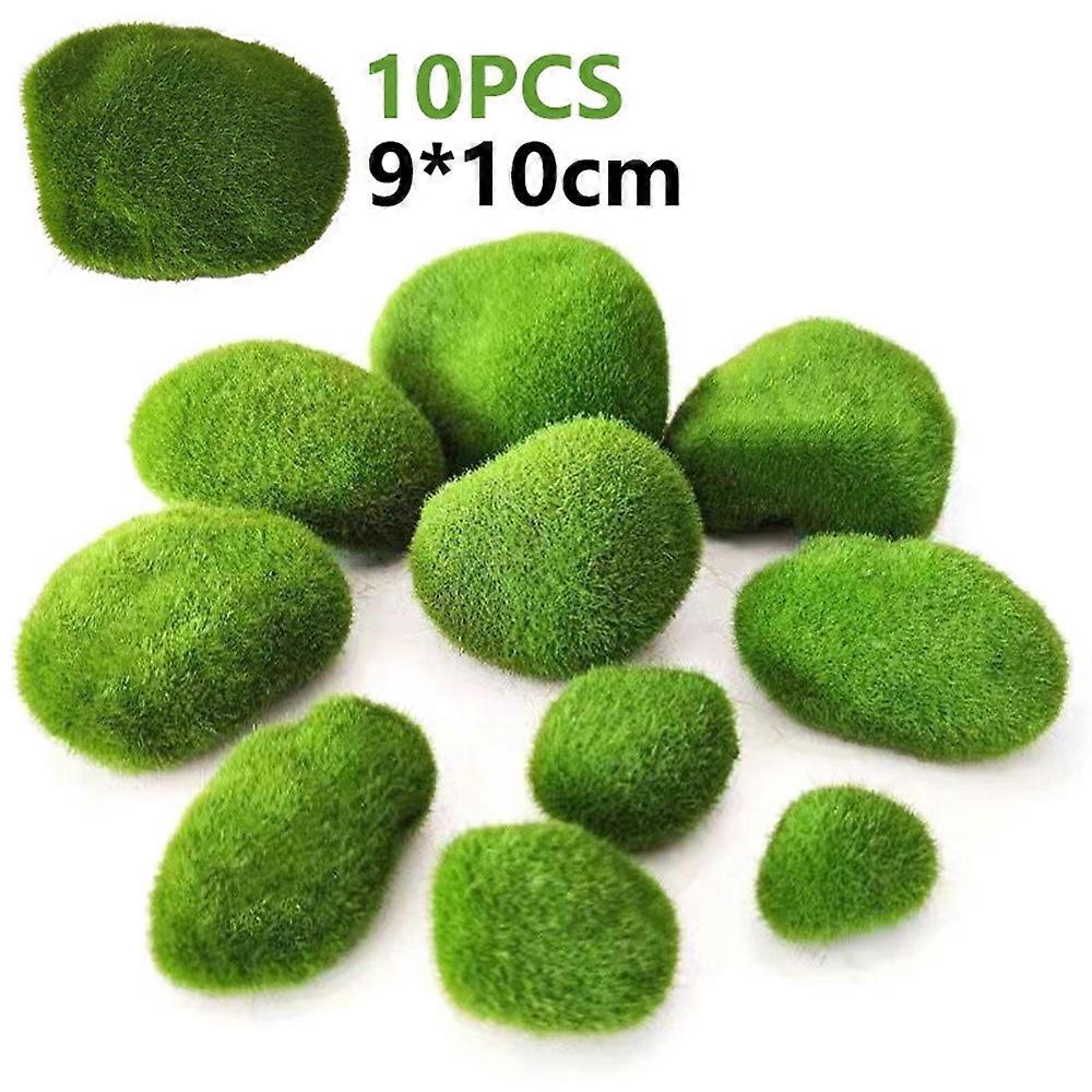 10PCS Artificial Moss Rocks 9 x 10cm Realistic Faux Stone Shooting Prop Decor Garden Glass Container Crafts