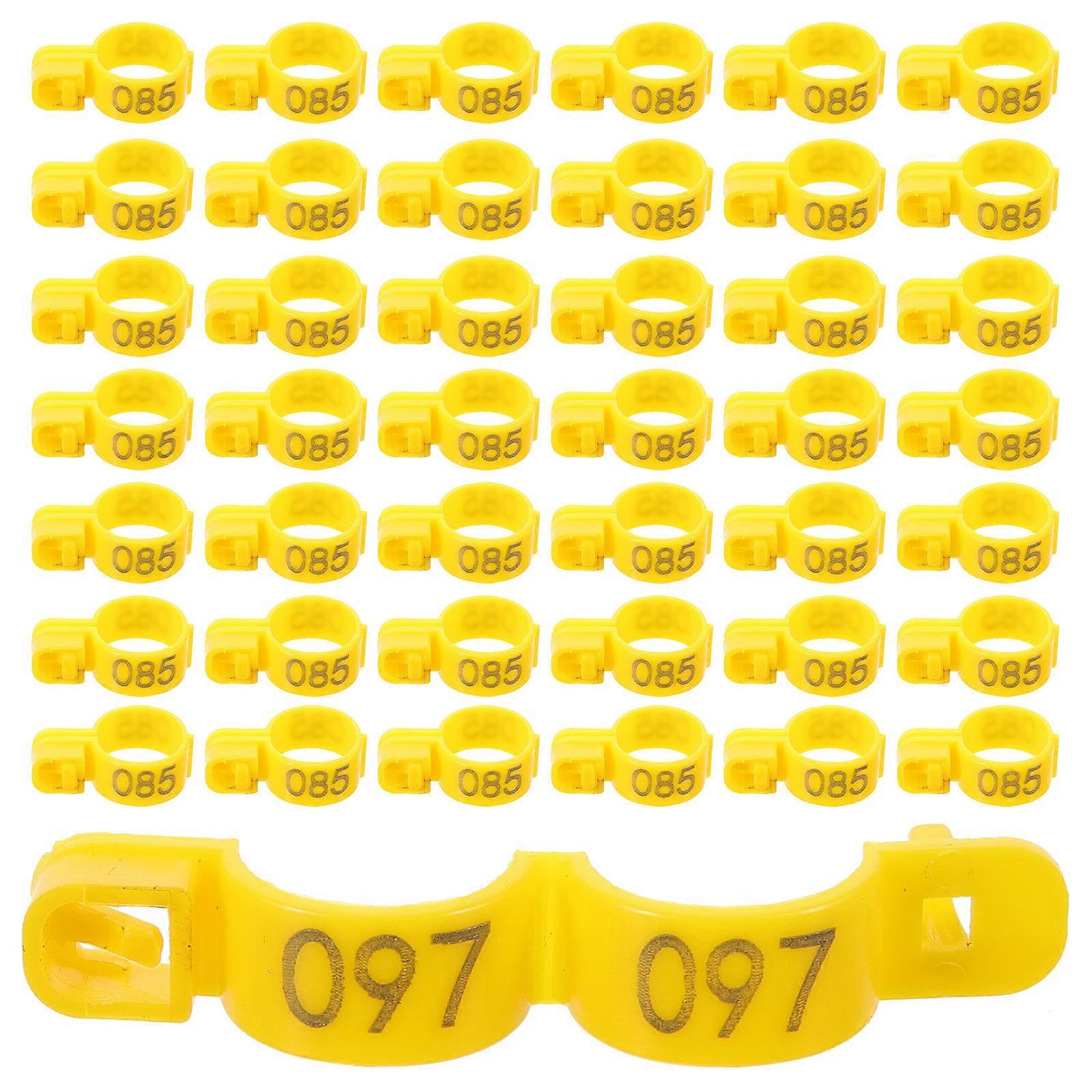 Chicken Leg Bands for Marking Made of Plastic Yellow Color Suitable for Chickens Ducks and Geese 100 Pieces