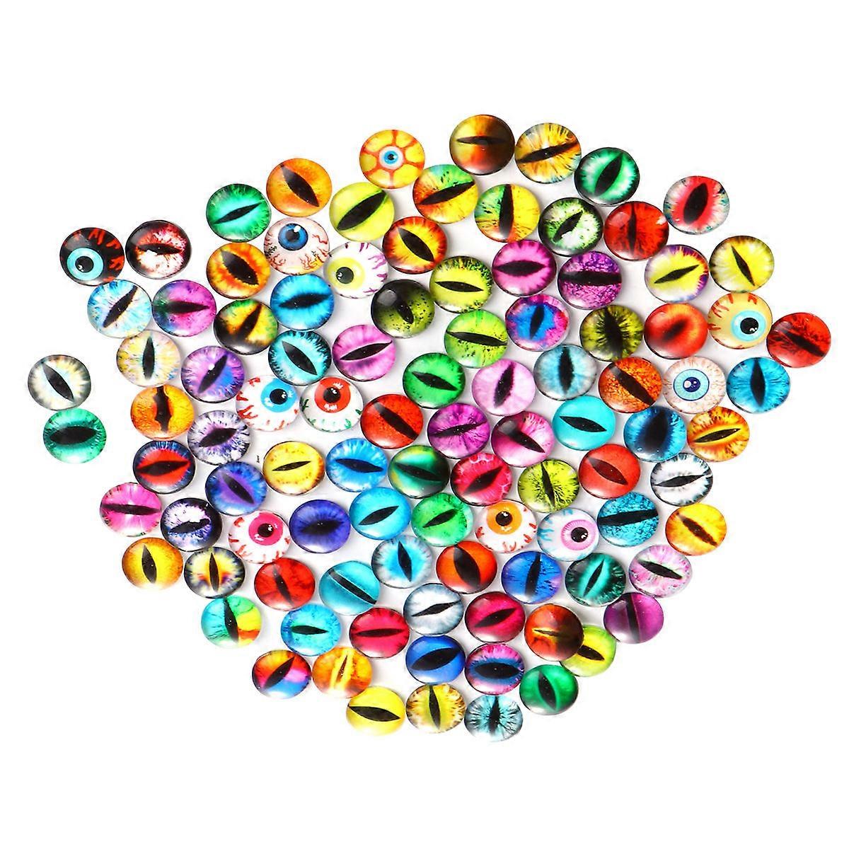100Pcs Artificial Animal Eye Accessories Decorative Glass Patch Mixed Patterns Ideal For Home Decoration