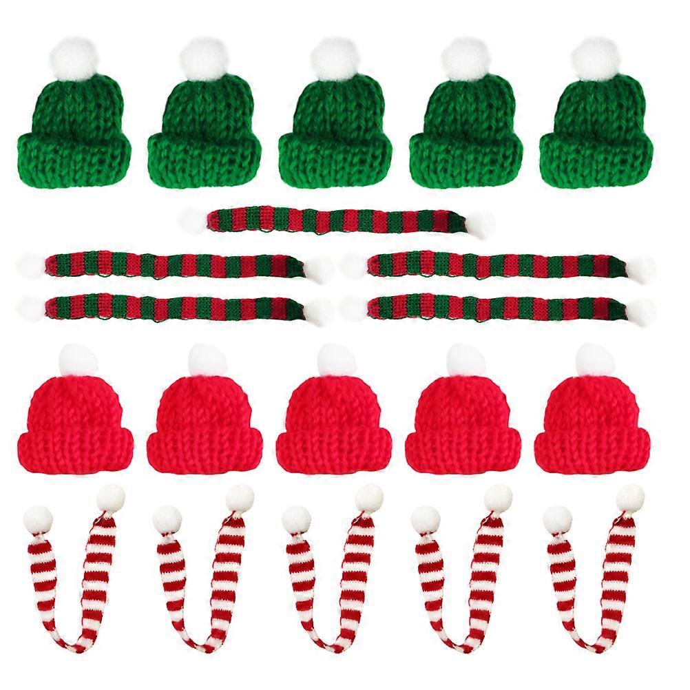 Vibrant Miniature Santa Hat And Scarf Set 20Pcs Ideal For Christmas And DIY Projects