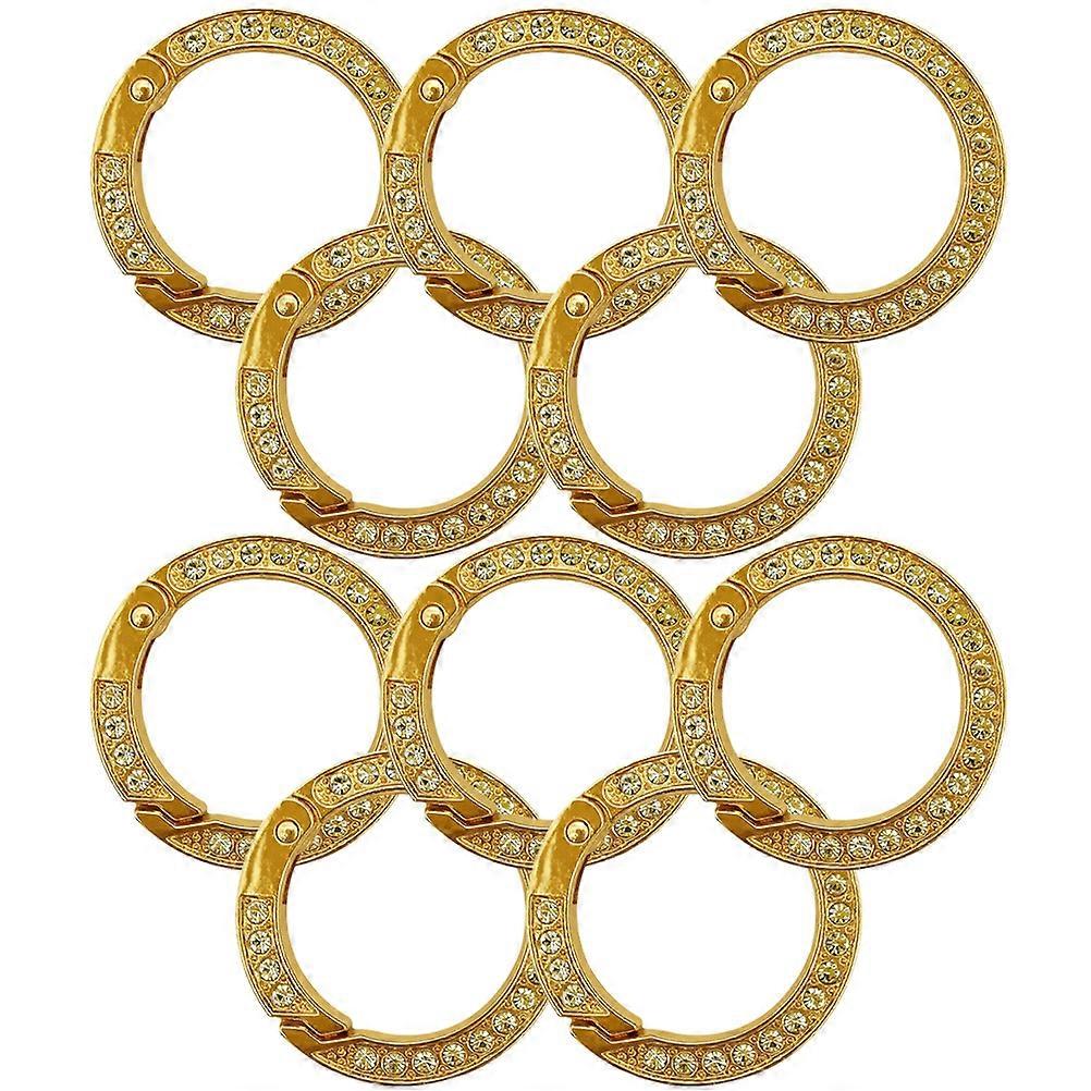 Split Ring Key Chains Alloy Keychain Attachment Car Keys Golden Color 10Pcs
