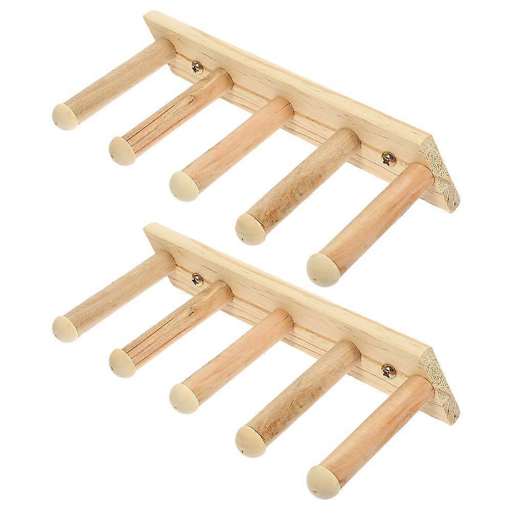 Wooden Cat Shelf 2Pcs Household Cat Accessory For Pet Owners 5-Steps Beige Indoor Use Secure Place