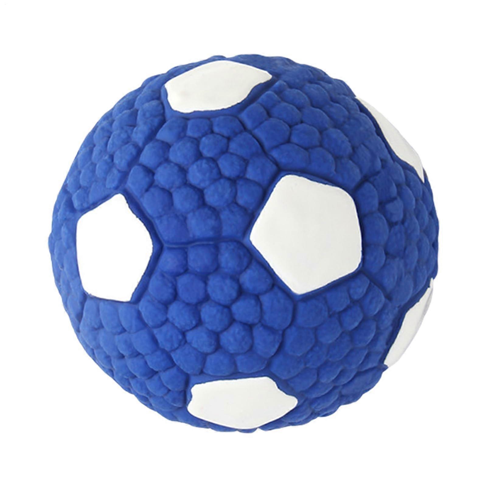 Unbreakable Squeaky Dog Ball Hard Puppy Football Ball That Bounces When Playing Blue