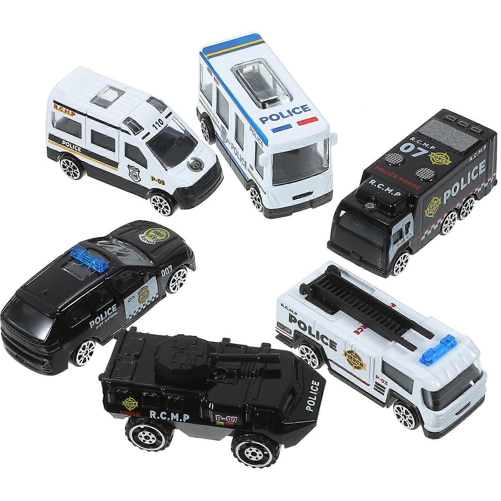 Simulation Car Toy Set Featuring Police Assorted Color 9.5x32x4.5cm Inertia Control 6Pack