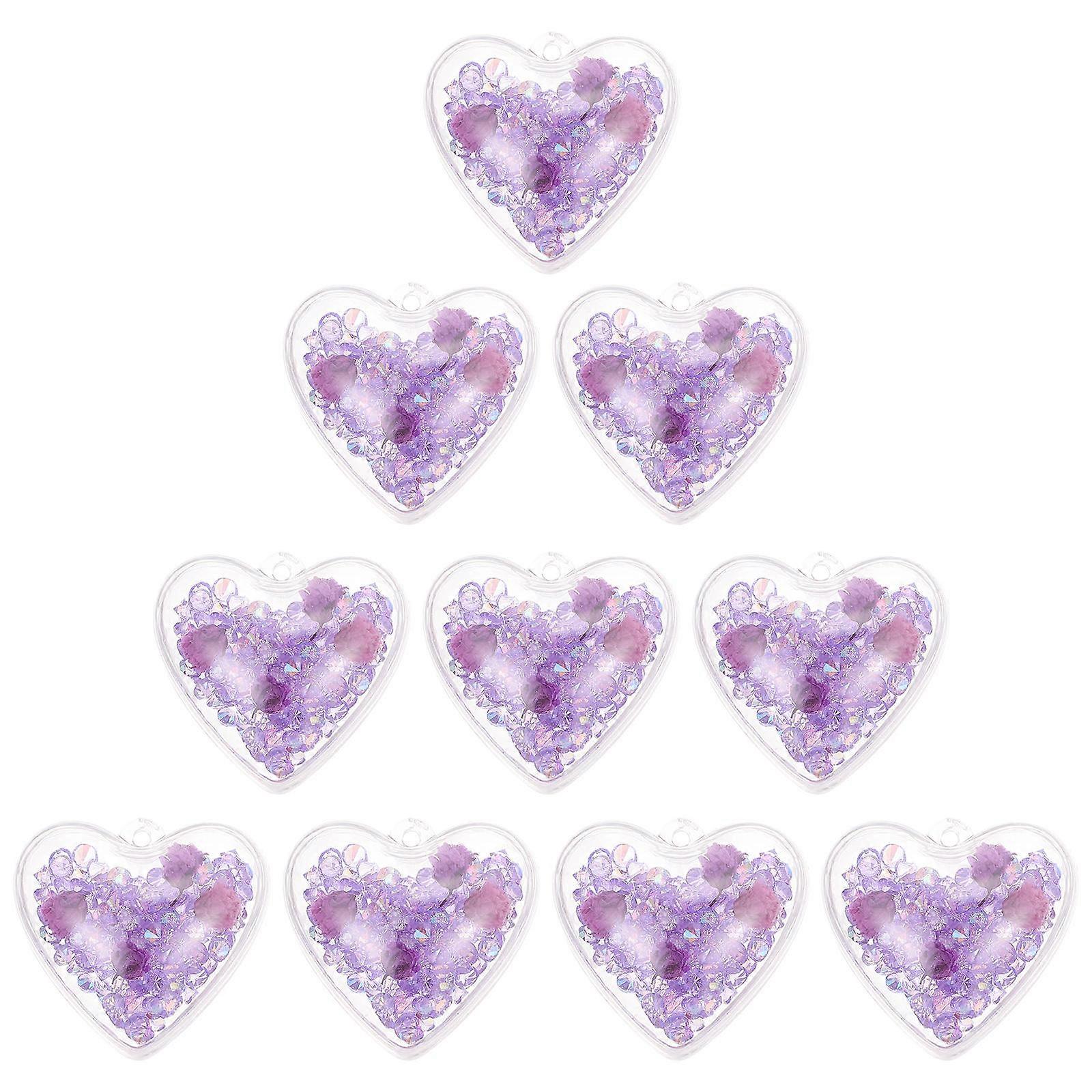 Purple Heart Shaped Acrylic Pendant for Decor 10pcs Preferred Quality Materials