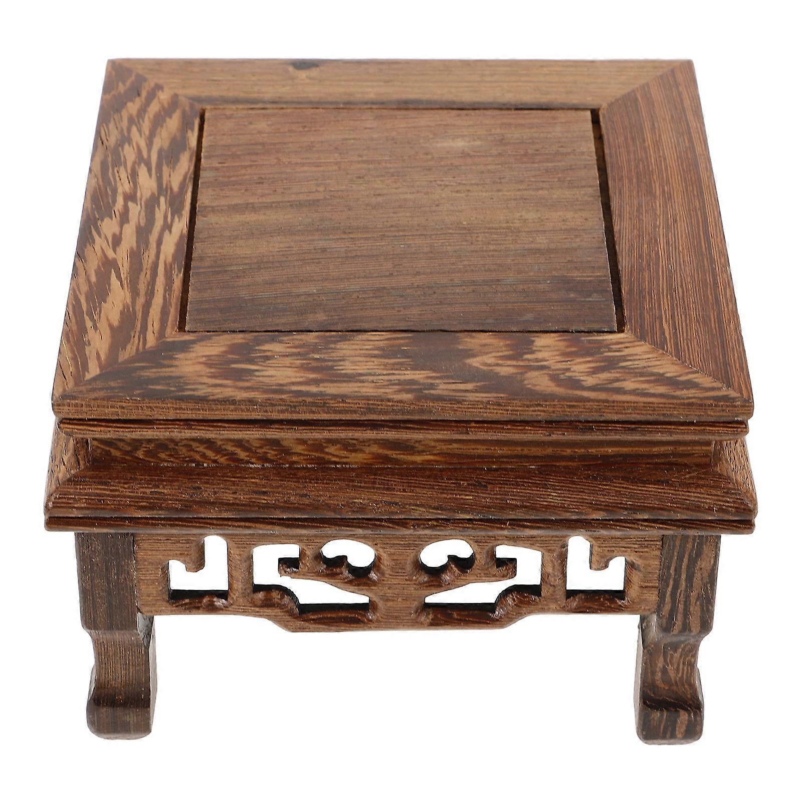 Natural Wood Plant Stand with Stable Legs, Durable Rectangular Wooden Pedestal for Indoor Plant Display in Home or Office