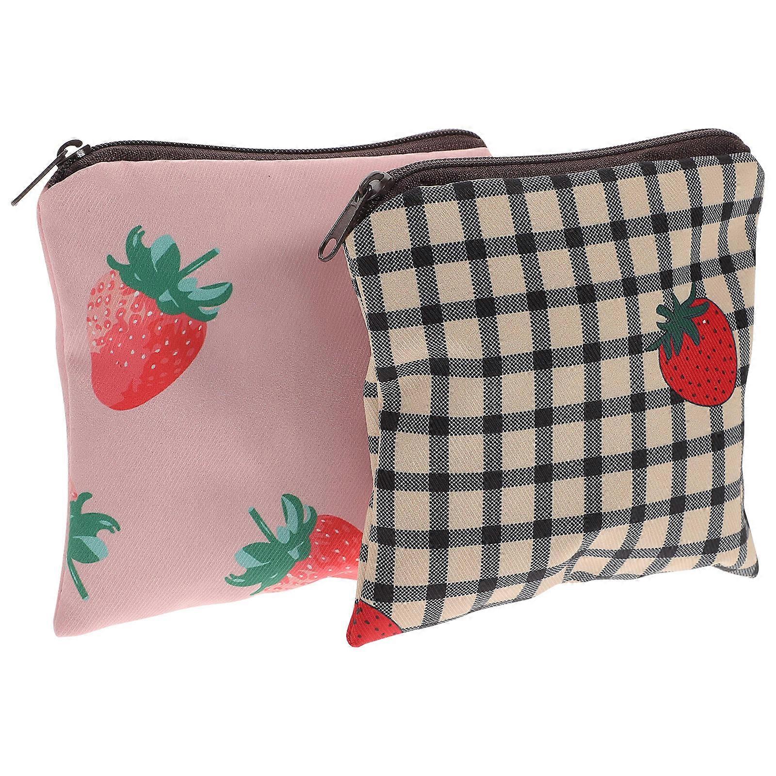 Women Sanitary Napkin Holder Portable Storage Pouch Assorted Color Rectangular Water Resistant 2Pcs