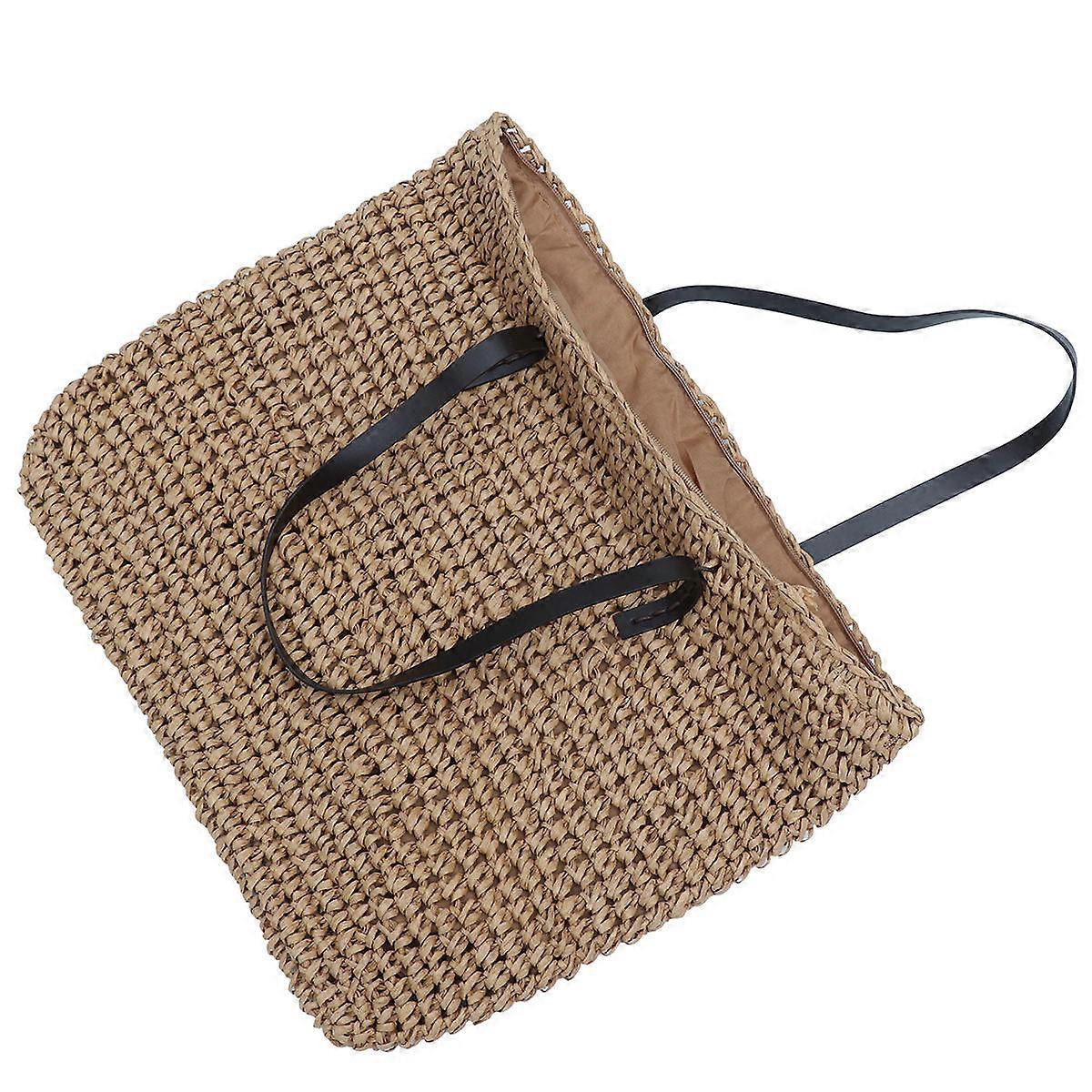 Here's a polished product description based on your query:
**Handmade Woven Straw Bag for Women – Lightweight Crossbody Shoulder Handbag in Light