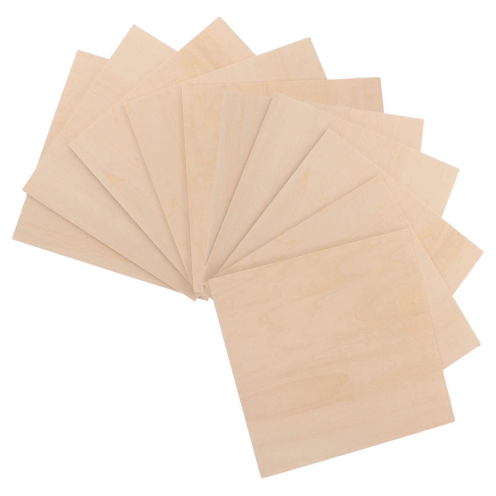 10pcs Unfinished Thin Basswood Sheets for DIY Crafts, Woodworking, and Model Making – Easy to Cut and Carve Wood Slices for Pyrography and Handmade