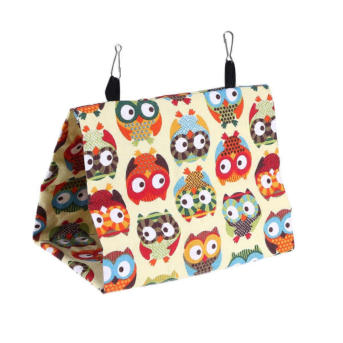 Canvas Triangle Parrot Nest Featuring Owl Design For Animals Perfect For Resting 1Set For Pet Owners