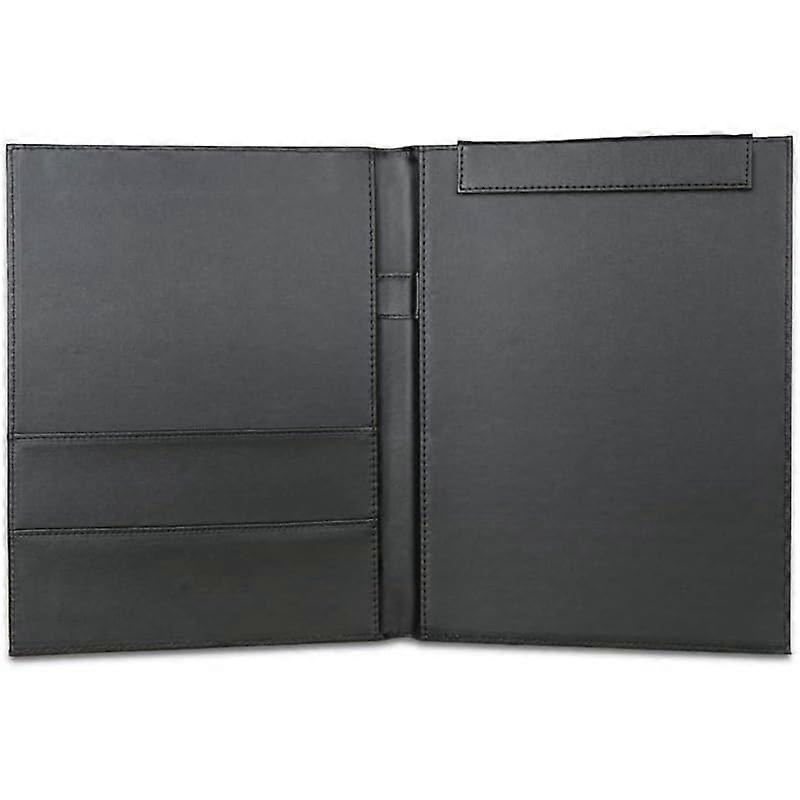 File Folder Professional A4  Leather Padfolio / Resume Portfolio Files Folder Document Storage Holder Writing Pad (Black) (Color: Black Noir)